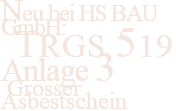 Neu bei HS BAU GmbH: TRGS 519 Anlage 3 Grosser Asbestschein